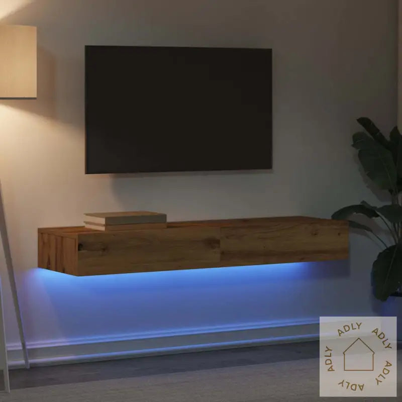 Tv-Benker Med Led-Lys 2 Stk Artisan Eik 60X35X15,5 Cm
