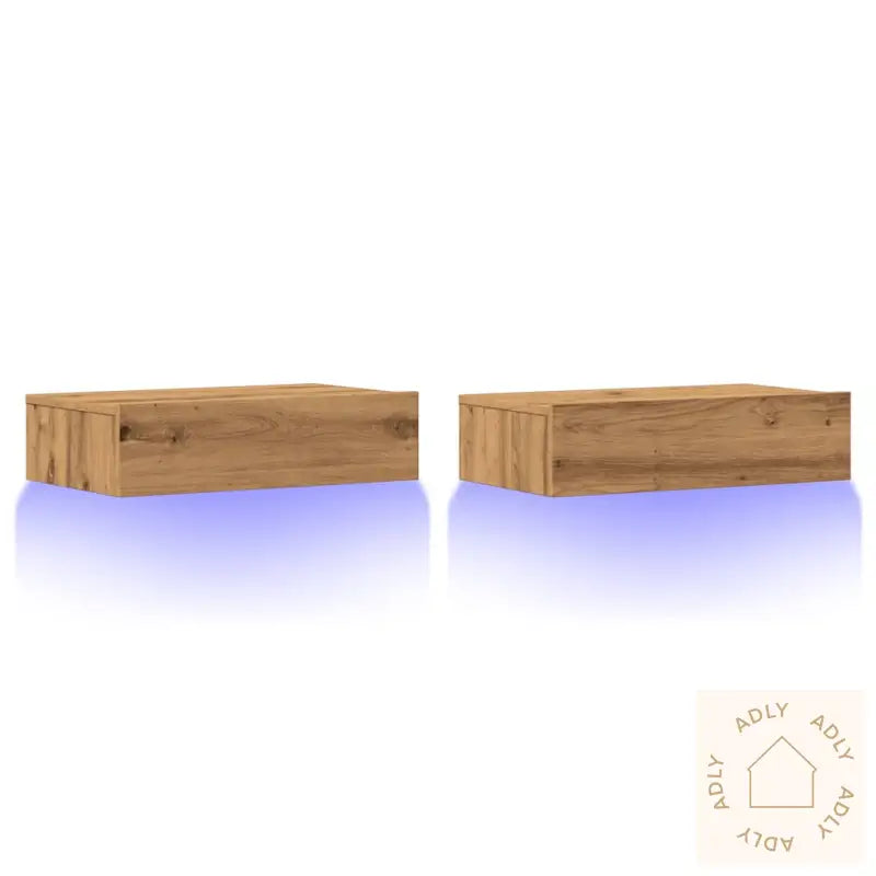 Tv-Benker Med Led-Lys 2 Stk Artisan Eik 60X35X15,5 Cm