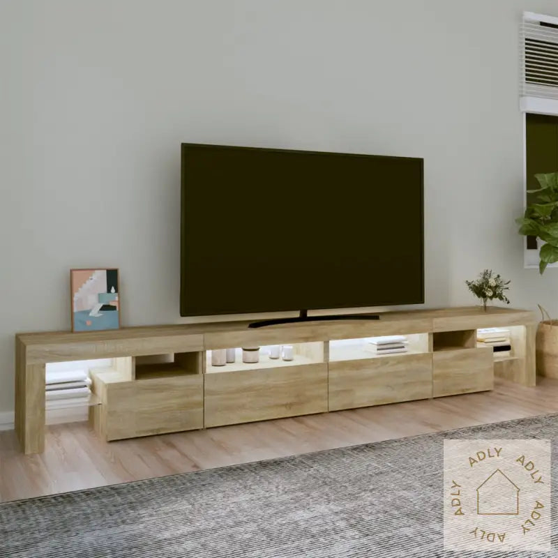 Tv-Benk Med Led-Lys Sonoma Eik 260X36,5X40 Cm