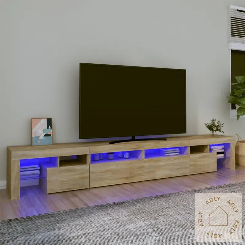 Tv-Benk Med Led-Lys Sonoma Eik 260X36,5X40 Cm