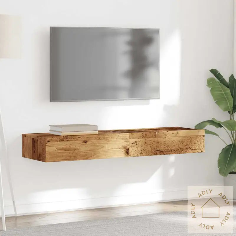 Tv-Benker Med Led-Lys 2 Stk Gammelt Tre 60X35X15,5 Cm