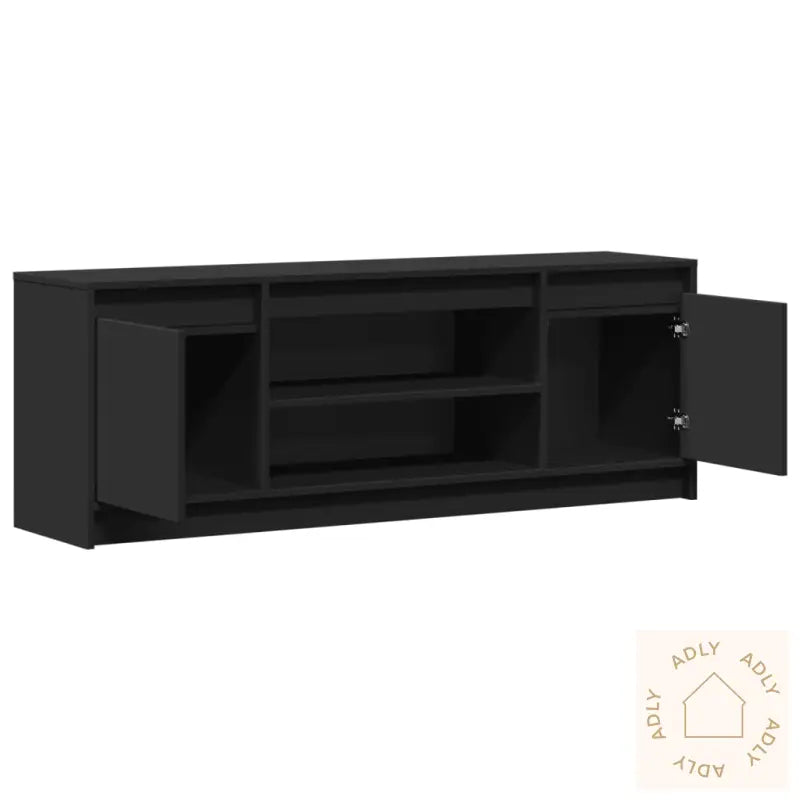 Tv-Benk Med Led Svart 139,5X34X50 Cm Konstruert Tre