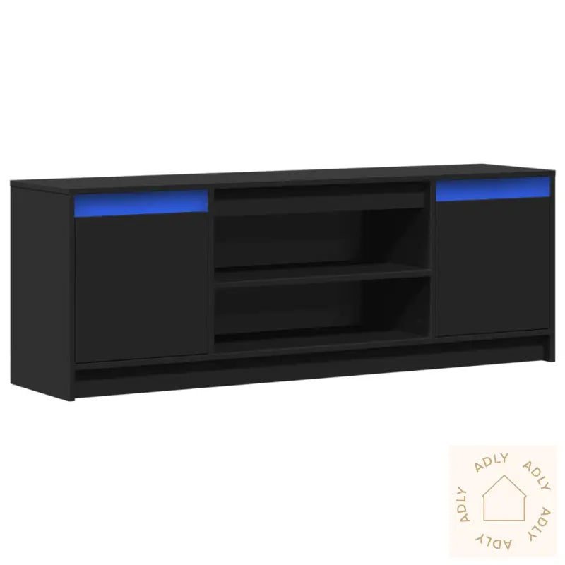 Tv-Benk Med Led Svart 139,5X34X50 Cm Konstruert Tre