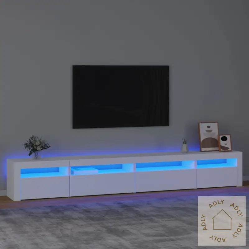 Tv-Benk Med Led-Lys Hvit 270X35X40 Cm