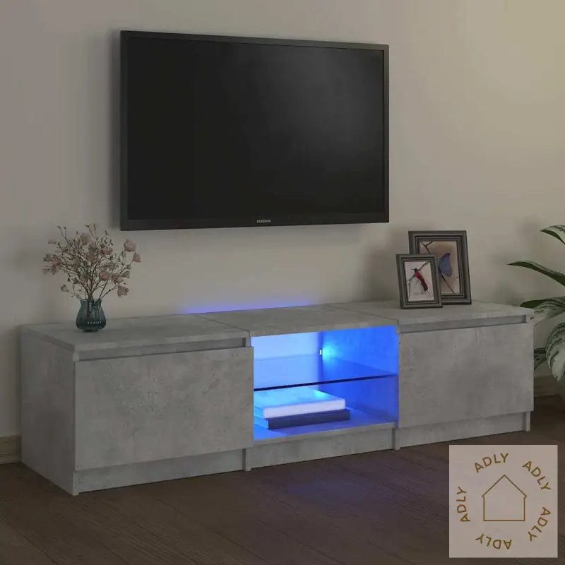 Tv-Benk Med Led-Lys Betonggrå 140X40X36 Cm