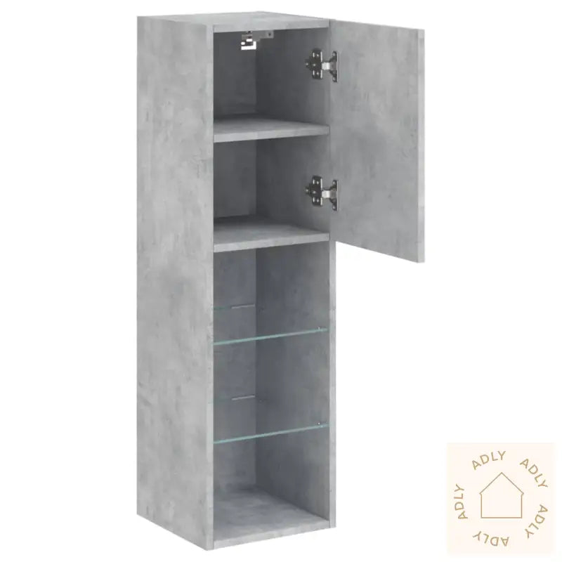 Tv-Benker Med Led-Lys 2 Stk Betonggrå 30,5X30X102 Cm