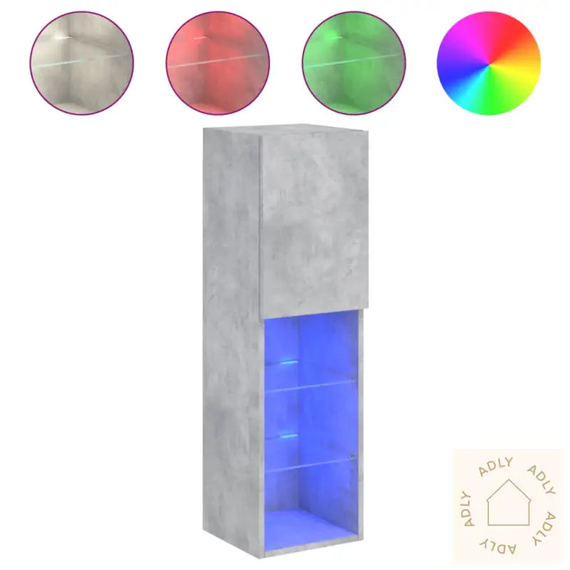 Tv-Benker Med Led-Lys 2 Stk Betonggrå 30,5X30X102 Cm