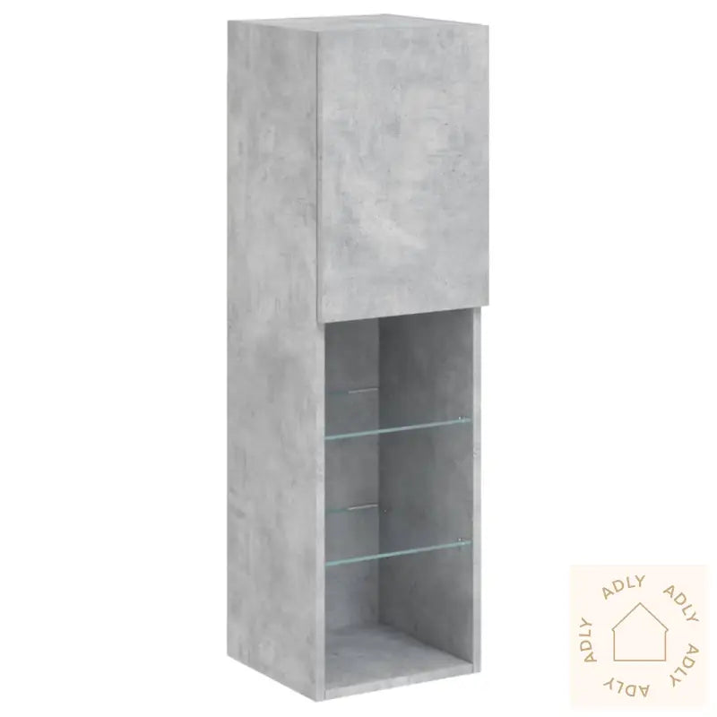 Tv-Benker Med Led-Lys 2 Stk Betonggrå 30,5X30X102 Cm