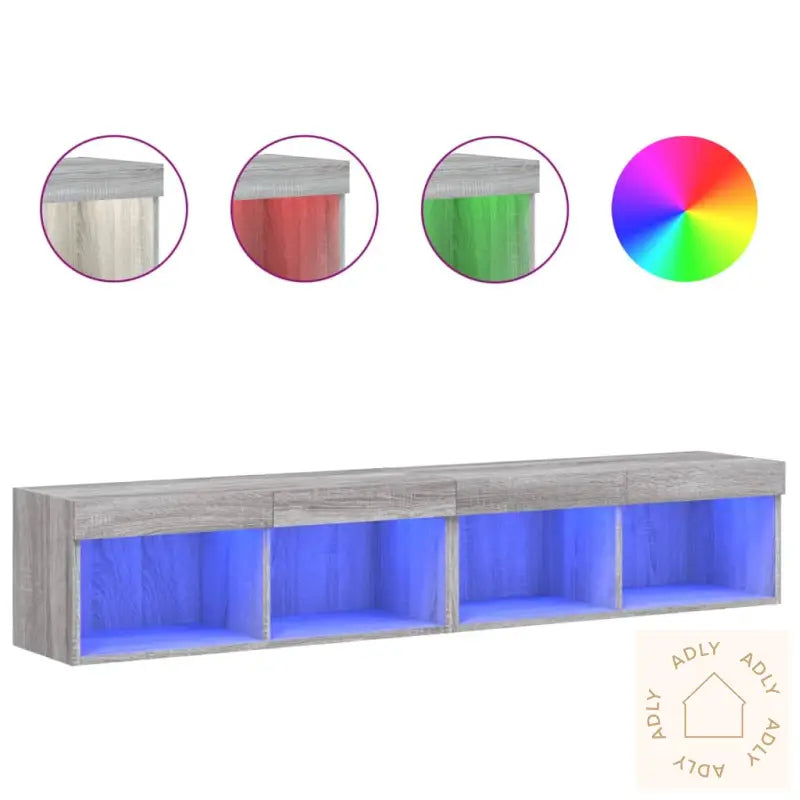 Tv-Benker Med Led-Lys 2 Stk Grå Sonoma 80X30X30 Cm
