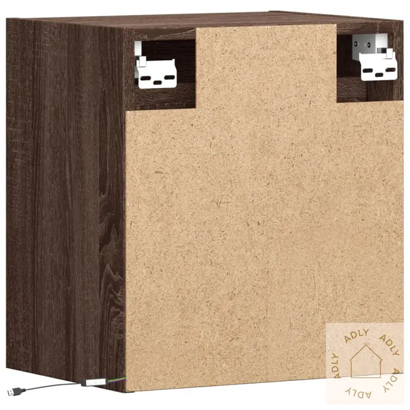 Vegghengt Tv-Benk Med Led Brun Eik 41X31X45 Cm