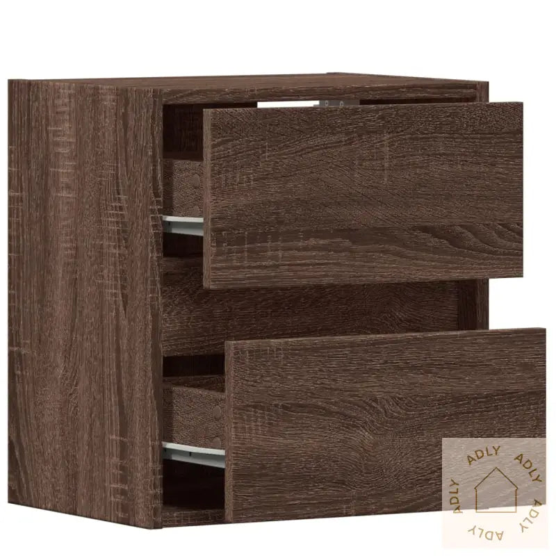 Vegghengt Tv-Benk Med Led Brun Eik 41X31X45 Cm