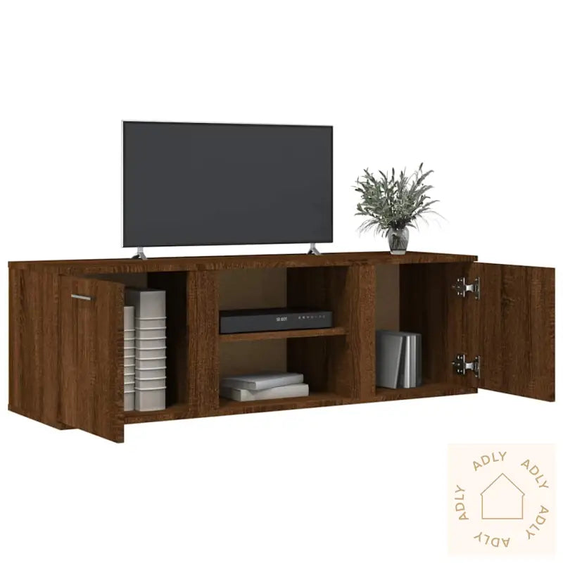 Tv-Benk Brun Eik 120X34X37 Cm Konstruert Tre