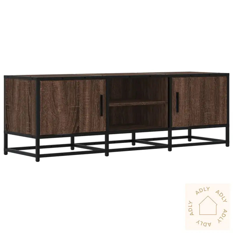 Tv-Benk Brun Eik 120X35X41 Cm Konstruert Tre Og Metall