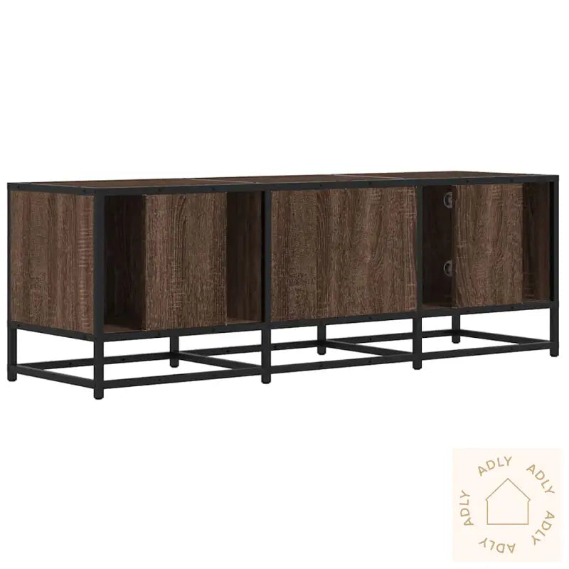 Tv-Benk Brun Eik 120X35X41 Cm Konstruert Tre Og Metall