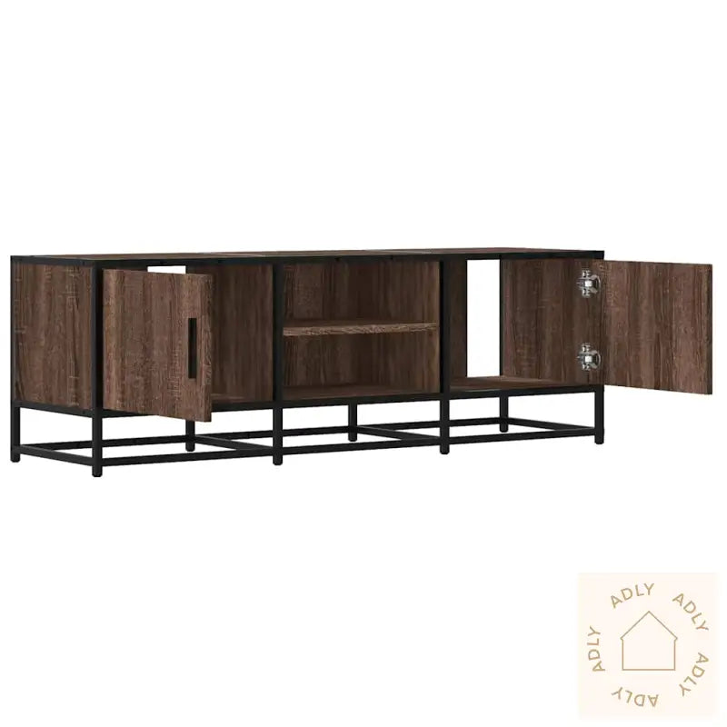 Tv-Benk Brun Eik 120X35X41 Cm Konstruert Tre Og Metall