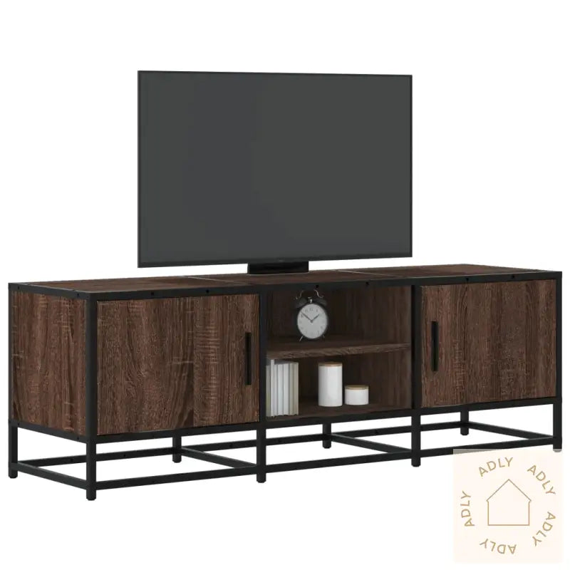 Tv-Benk Brun Eik 120X35X41 Cm Konstruert Tre Og Metall