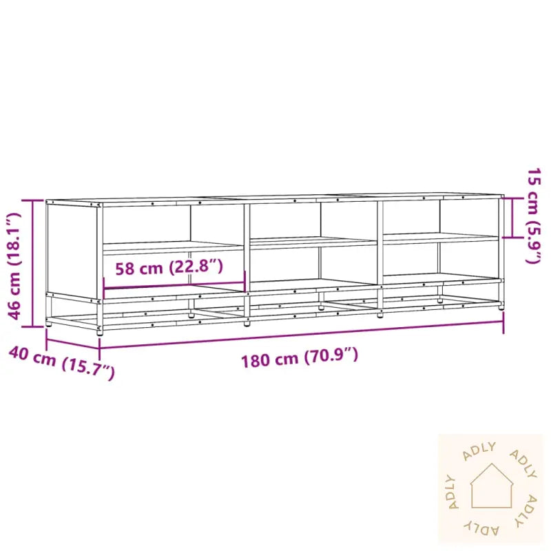 Tv-Benk Brun Eik 180X40X46 Cm Konstruert Tre