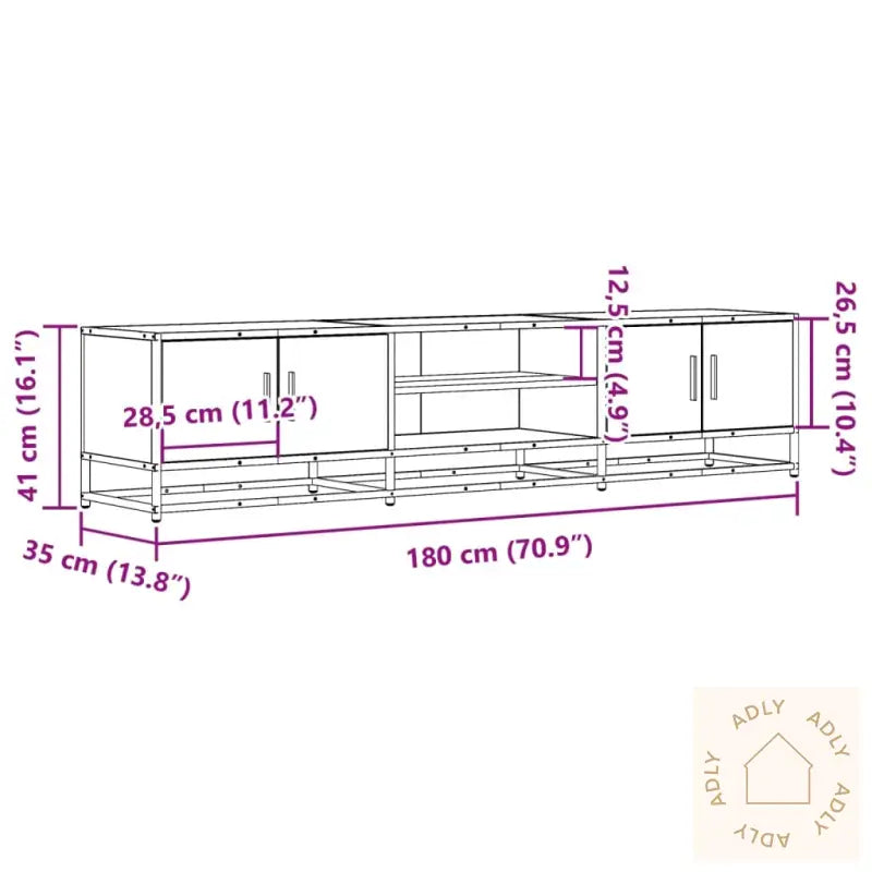 Tv-Benk Brun Eik 180X35X41 Cm Konstruert Tre