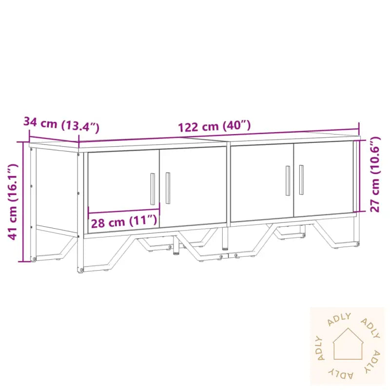 Tv-Benk Brun Eik 122X34X41 Cm Konstruert Tre