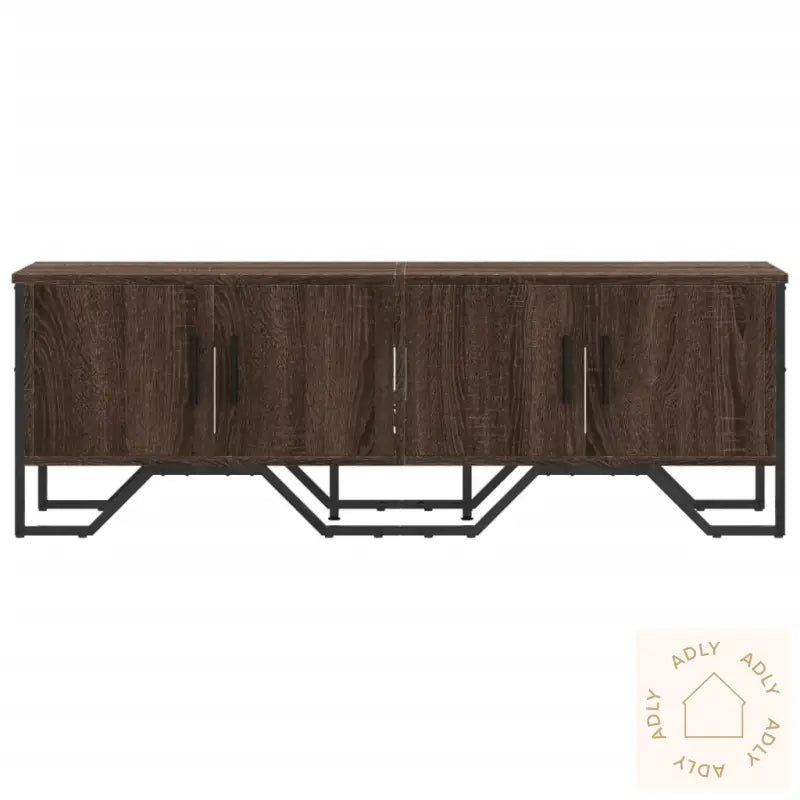 Tv-Benk Brun Eik 122X34X41 Cm Konstruert Tre