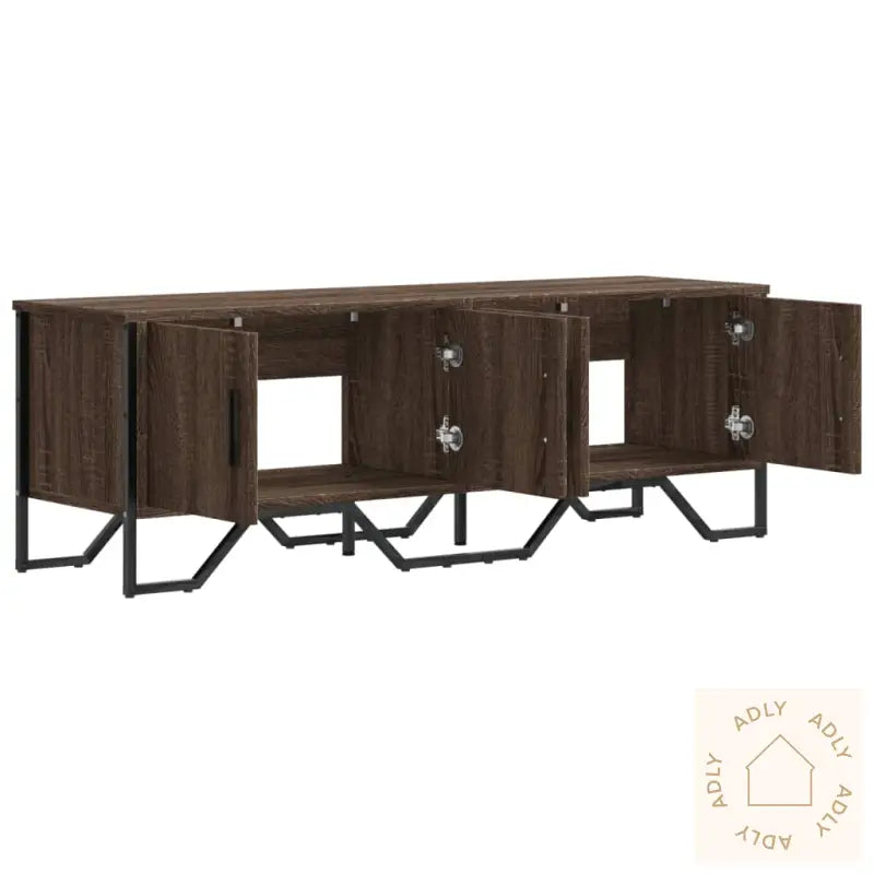 Tv-Benk Brun Eik 122X34X41 Cm Konstruert Tre