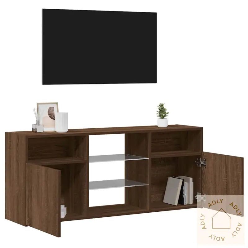 Tv-Benk Med Led-Lys Brun Eik 120X30X50 Cm