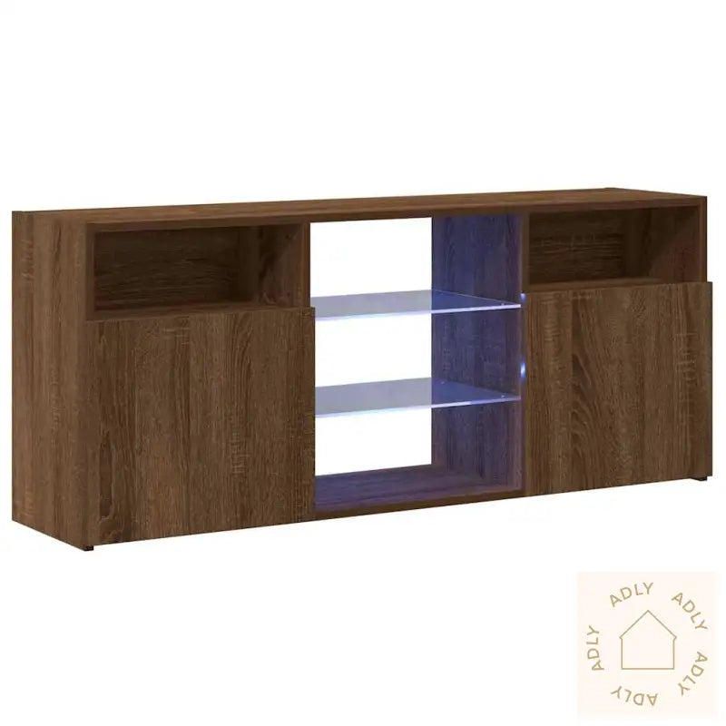 Tv-Benk Med Led-Lys Brun Eik 120X30X50 Cm