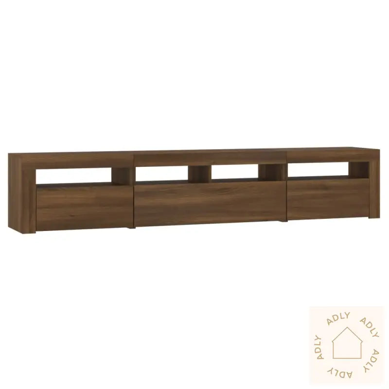 Tv-Benk Med Led-Lys Brun Eik 210X35X40 Cm