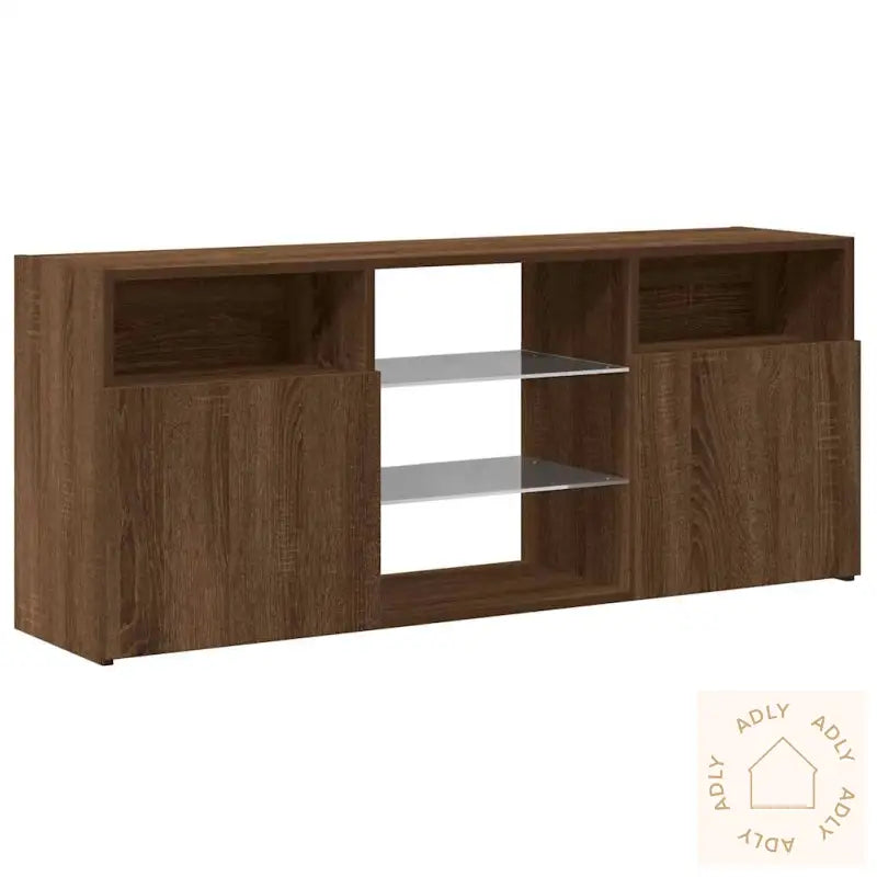 Tv-Benk Med Led-Lys Brun Eik 120X30X50 Cm