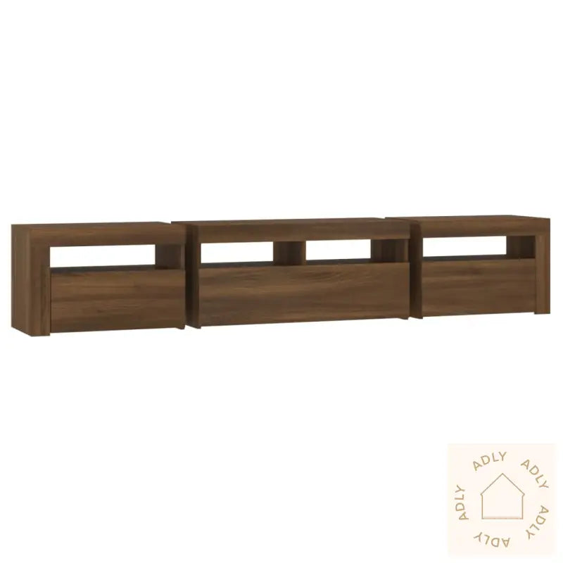 Tv-Benk Med Led-Lys Brun Eik 210X35X40 Cm