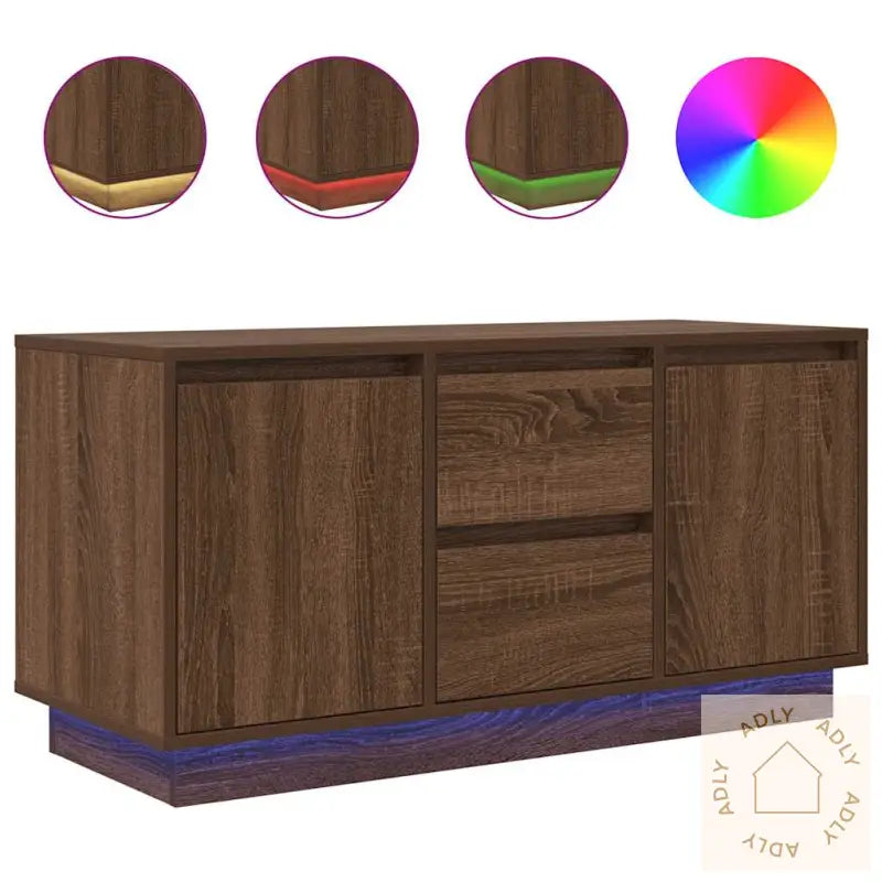 Tv-Benk Med Led-Lys Brun Eik 100X41X50 Cm