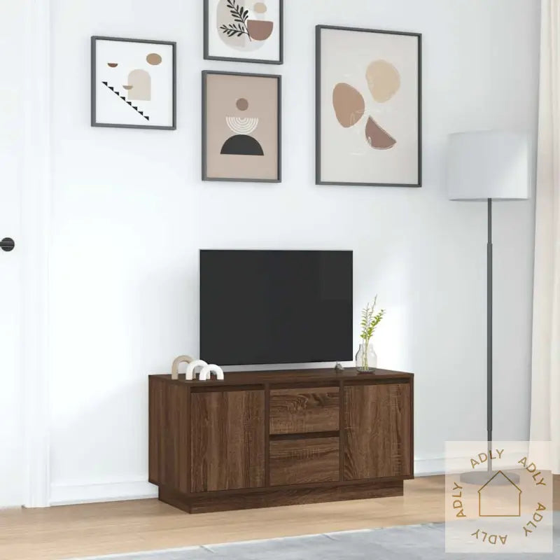 Tv-Benk Med Led-Lys Brun Eik 100X41X50 Cm