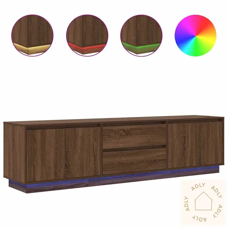Tv-Benk Med Led-Lys Brun Eik 193,5X41X50 Cm