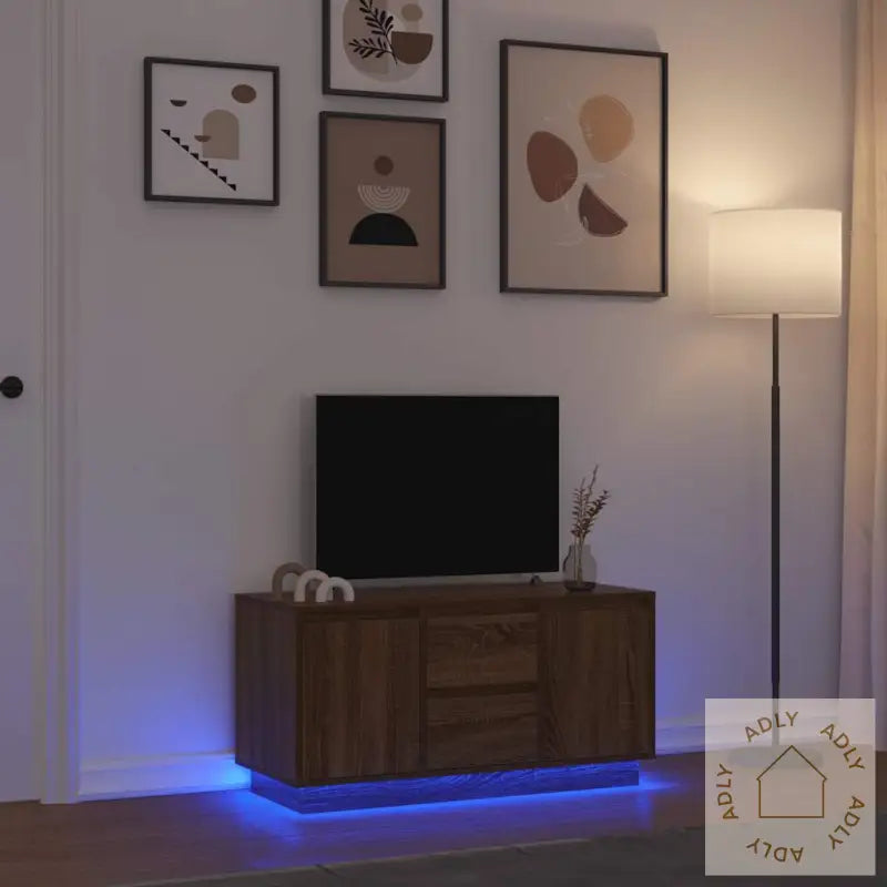 Tv-Benk Med Led-Lys Brun Eik 100X41X50 Cm