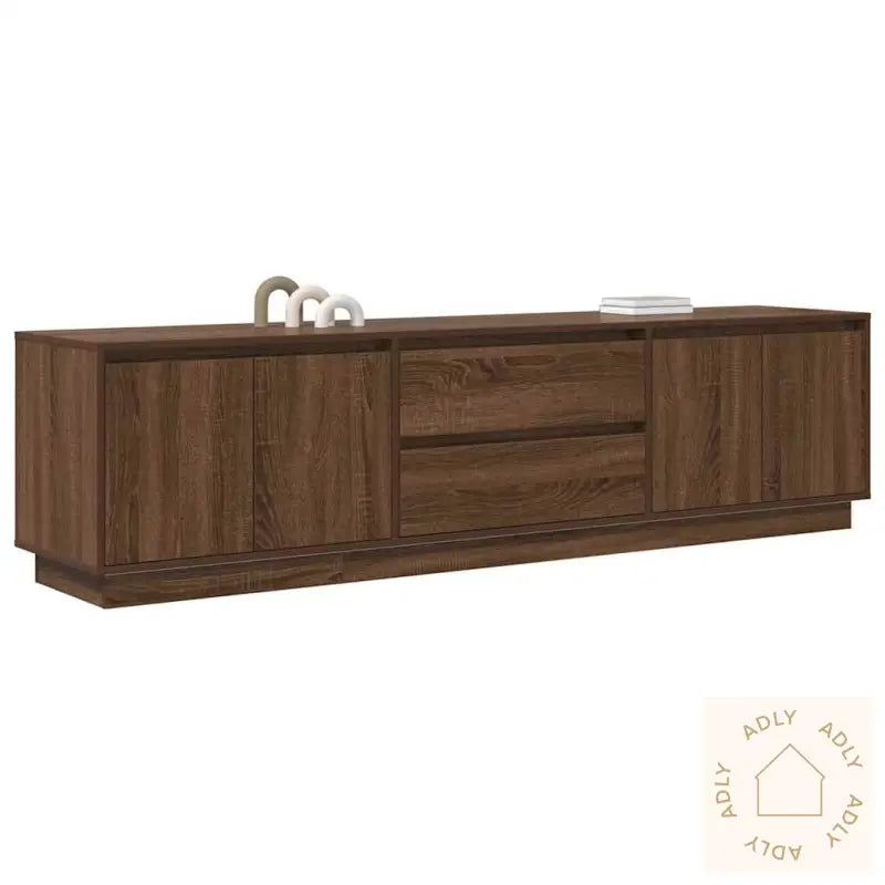 Tv-Benk Med Led-Lys Brun Eik 193,5X41X50 Cm