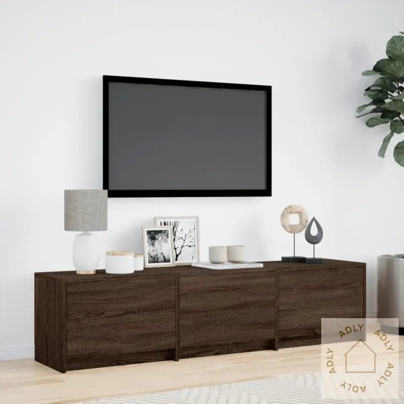Tv-Benk Med Led Brun Eik 165X34X40 Cm Konstruert Tre