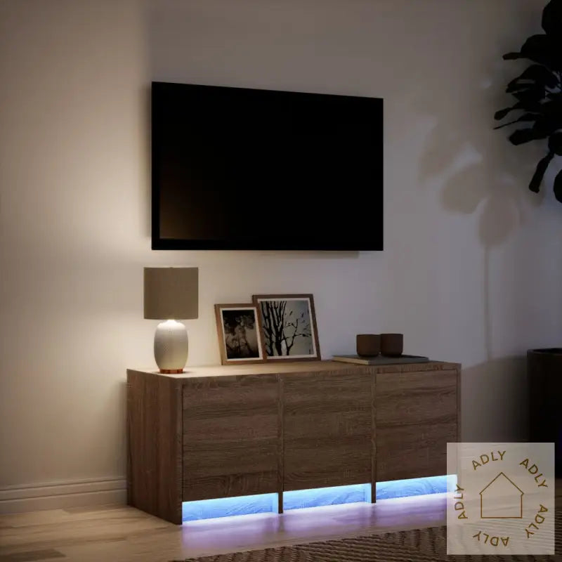 Tv-Benk Med Led Brun Eik 97X34X40 Cm Konstruert Tre