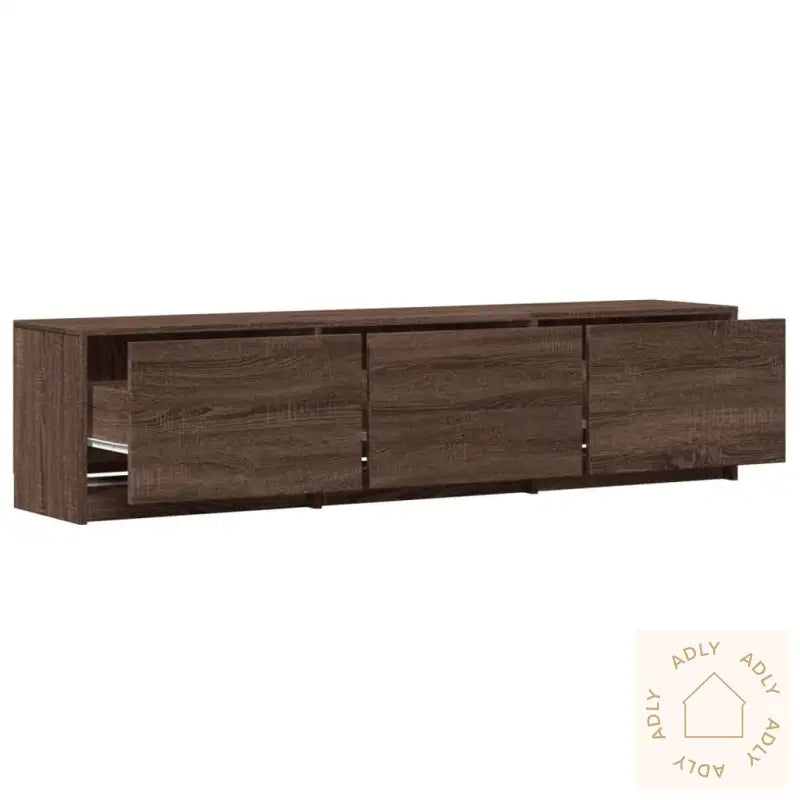 Tv-Benk Med Led Brun Eik 165X34X40 Cm Konstruert Tre