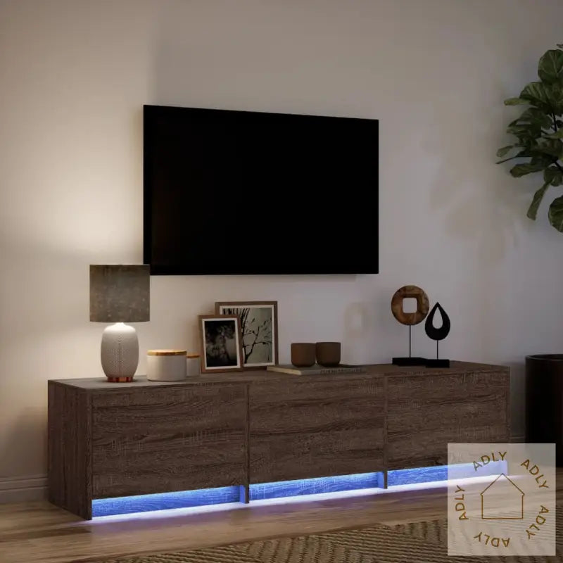Tv-Benk Med Led Brun Eik 165X34X40 Cm Konstruert Tre