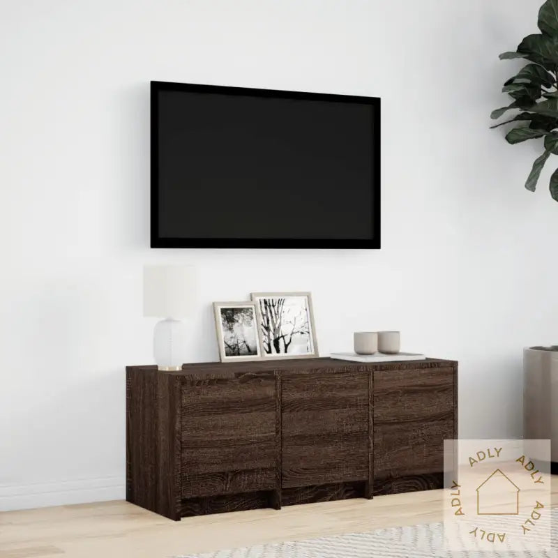 Tv-Benk Med Led Brun Eik 97X34X40 Cm Konstruert Tre
