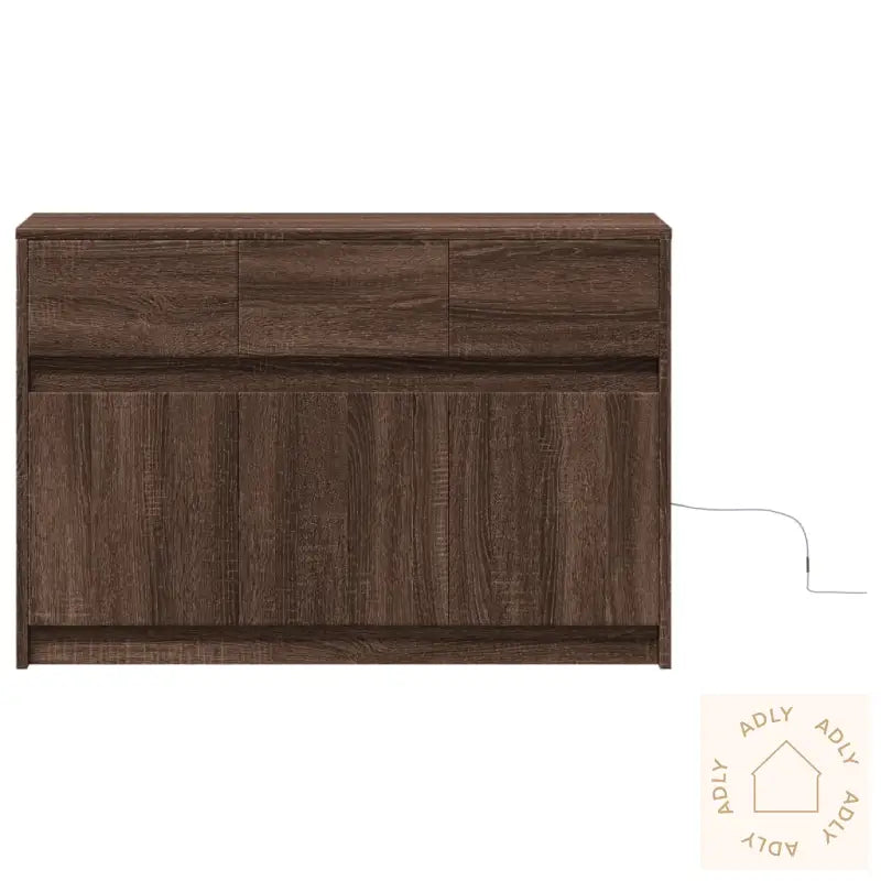 Tv-Benk Med Led Brun Eik 91X34X61 Cm Konstruert Tre