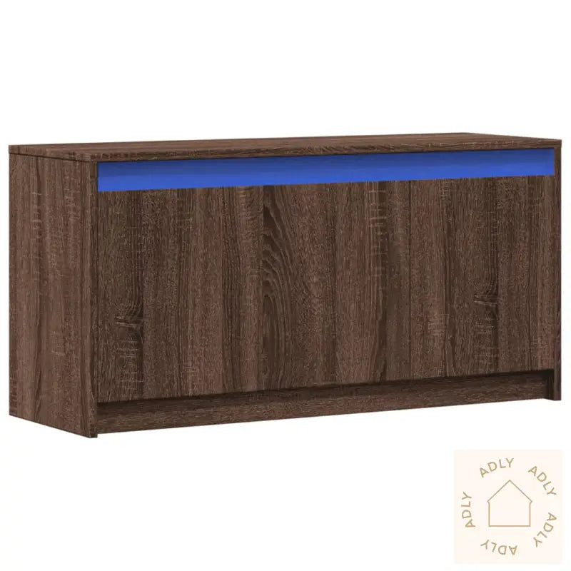 Tv-Benk Med Led Brun Eik 100X34X50 Cm Konstruert Tre