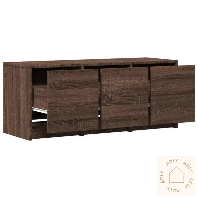 Tv-Benk Med Led Brun Eik 97X34X40 Cm Konstruert Tre