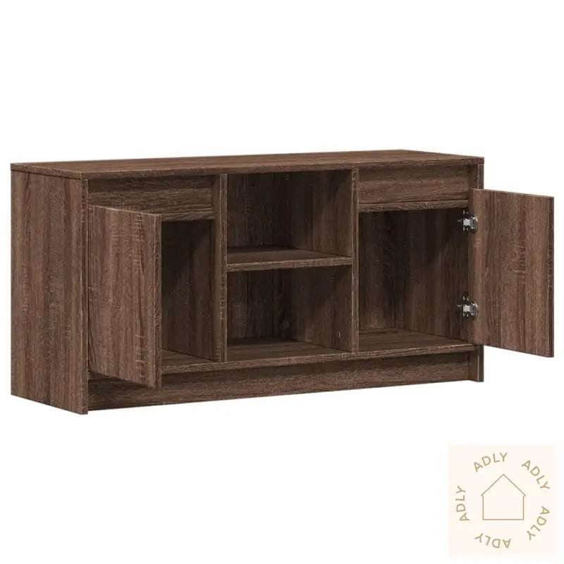 Tv-Benk Med Led Brun Eik 100X34X50 Cm Konstruert Tre