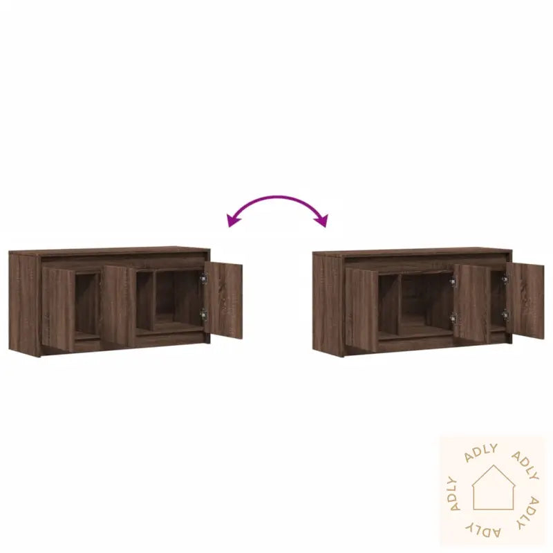 Tv-Benk Med Led Brun Eik 100X34X50 Cm Konstruert Tre