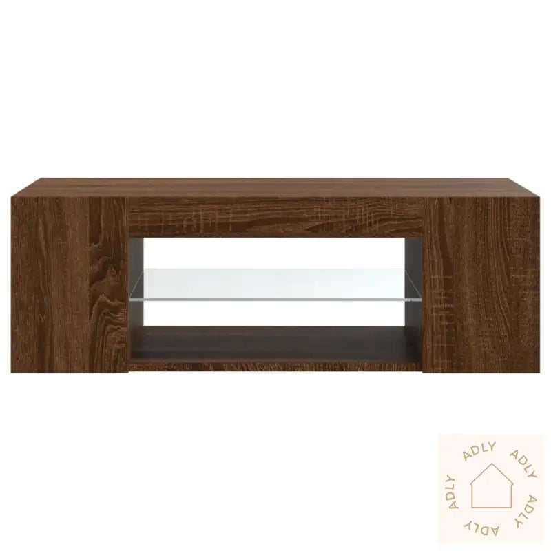 Tv-Benk Med Led-Lys Brun Eik 90X39X30 Cm