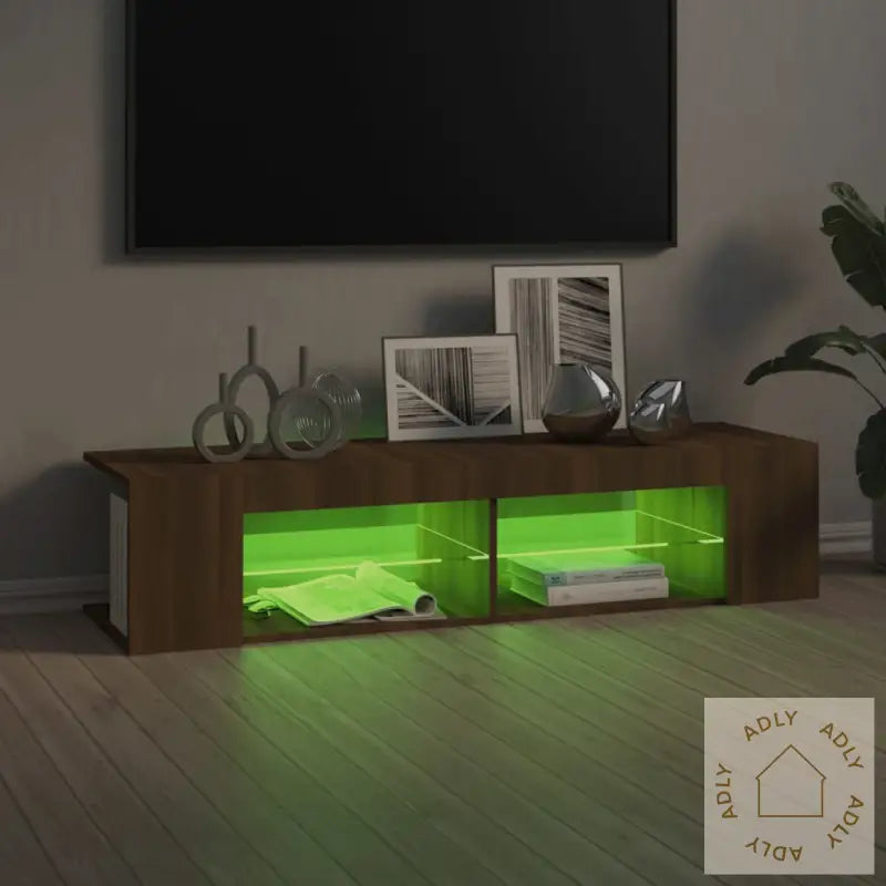 Tv-Benk Med Led-Lys Brun Eik 135X39X30 Cm