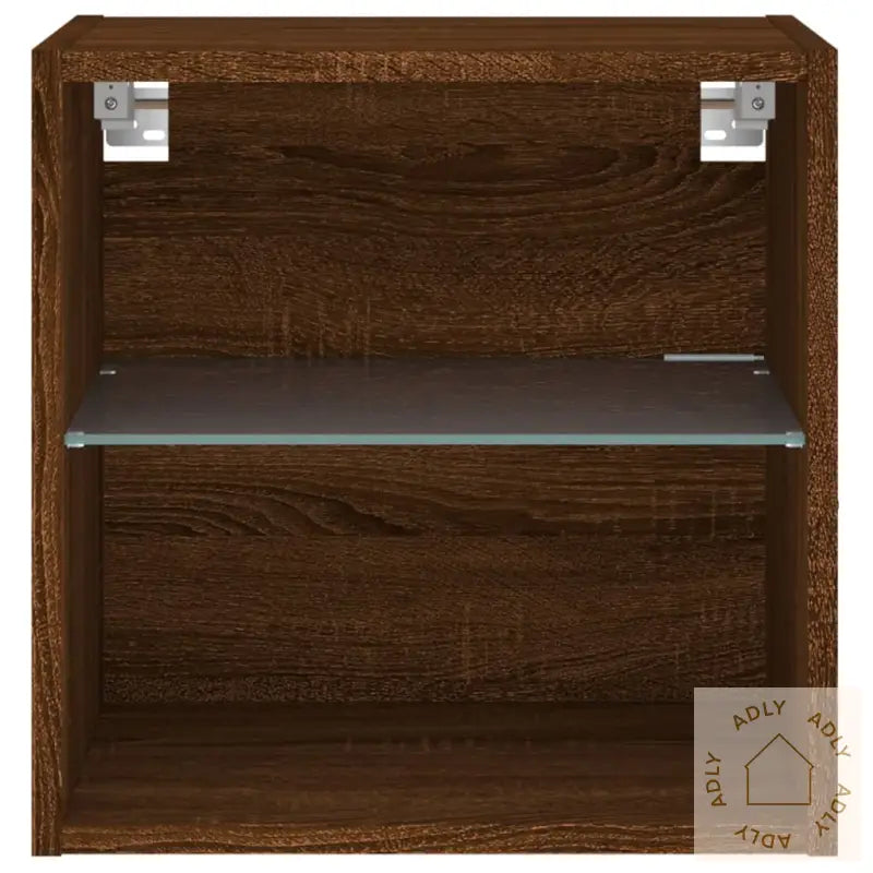 Veggmontert Nattbord Med Led-Lys 2 Stk Brun Eik