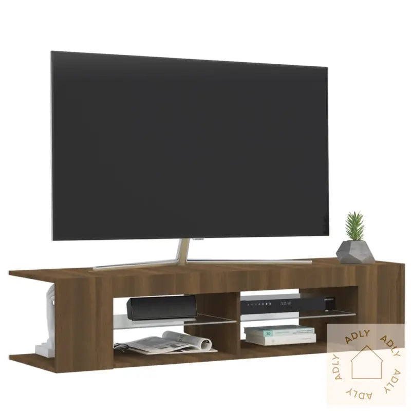 Tv-Benk Med Led-Lys Brun Eik 135X39X30 Cm