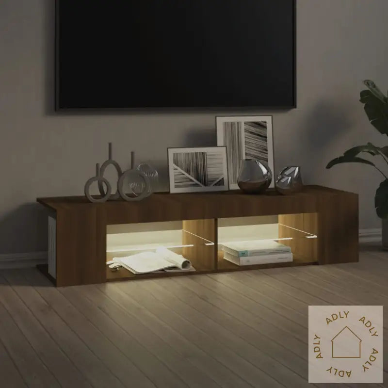 Tv-Benk Med Led-Lys Brun Eik 135X39X30 Cm